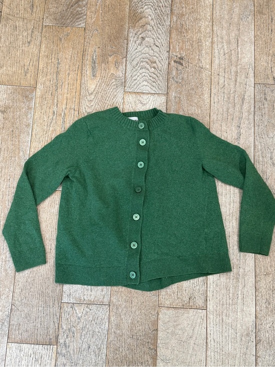 COS Sweaters - COS Women's Forest Green 100% Wool Cardigan Sweater Crew Neck Sz S Minimalist